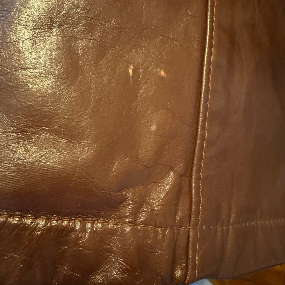 Reed Sportswear Leather Jacket Brown Vintage 1970s Faux Fur Lined Coat Retro Dad - Picture 15 of 15